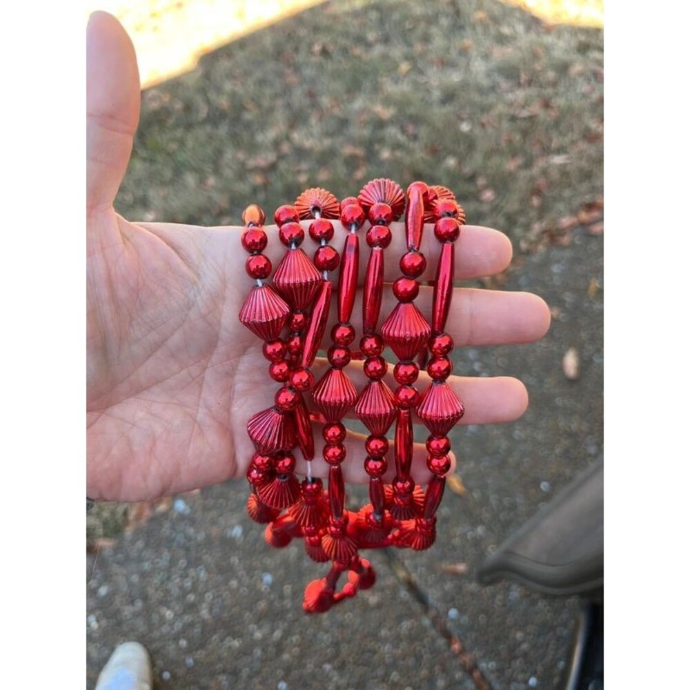 Replacement Red Beaded Plastic Vtg Christmas Garland